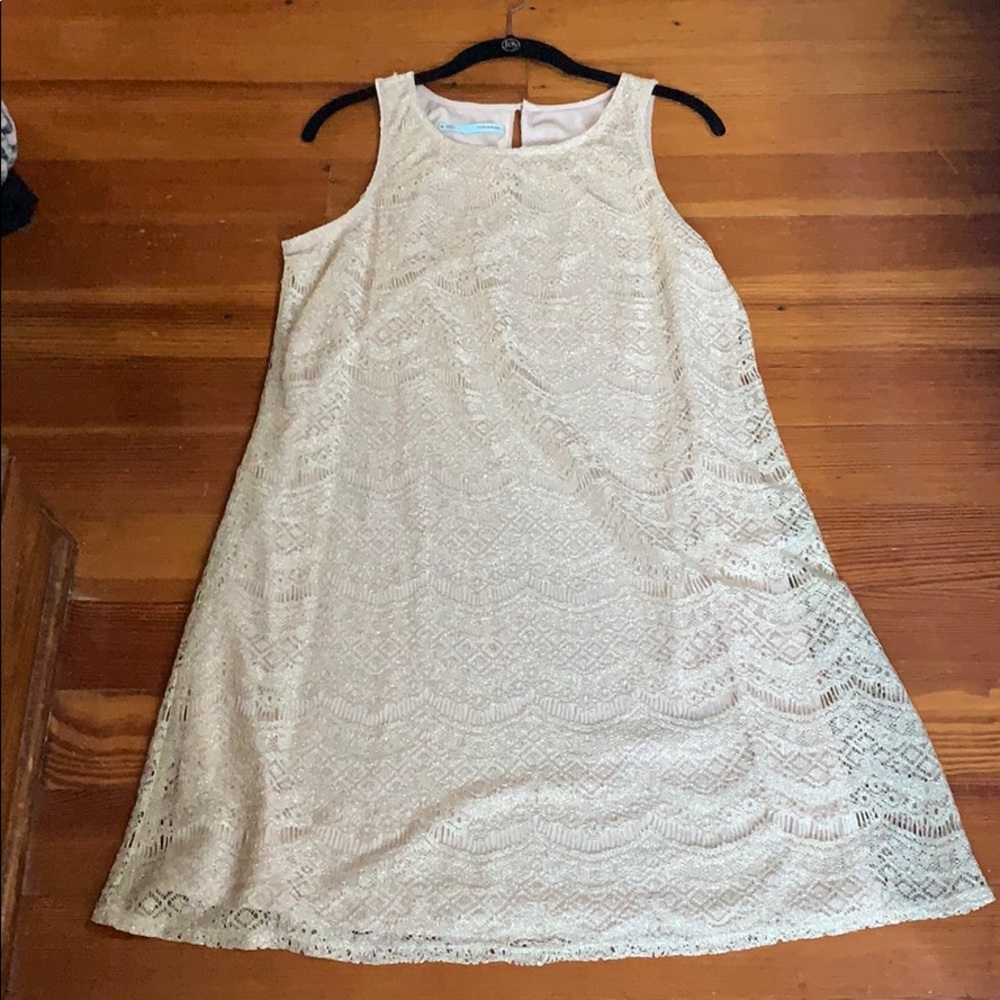 Maurices Gold Shimmer Lace Sheath Dress Size Medium